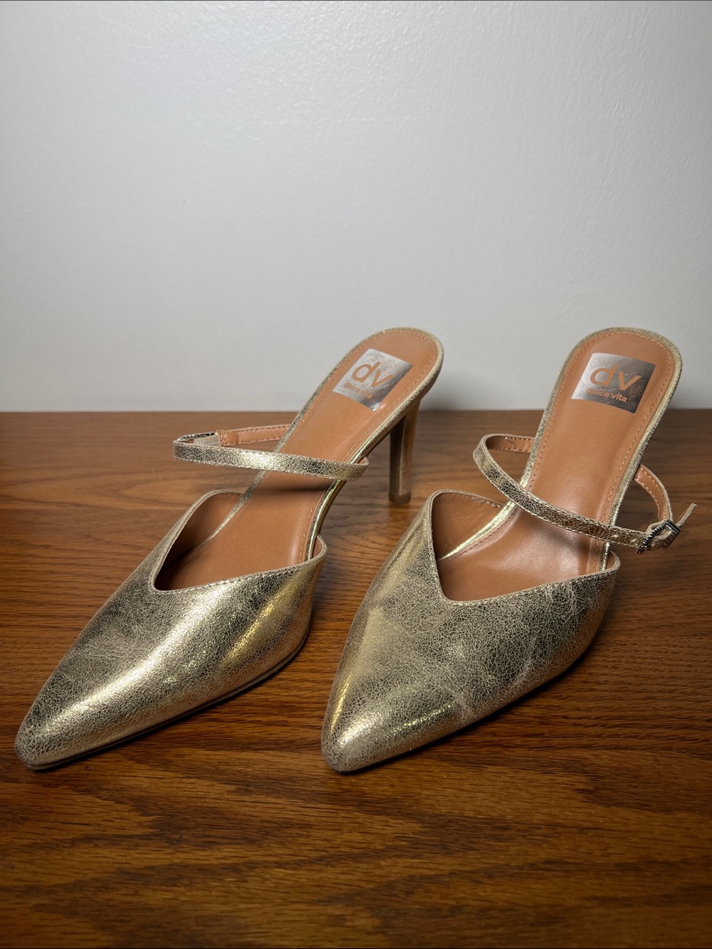 DV by Dolce Vita Metallic Gold Pointed Slingback Mules